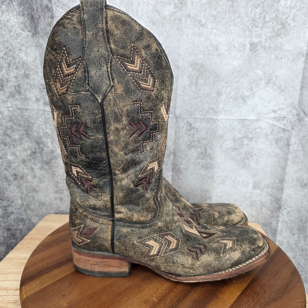 Circle G Boots Women's 9‎ M Brown Arrowhead Western Cowgirl L5253 Distressed